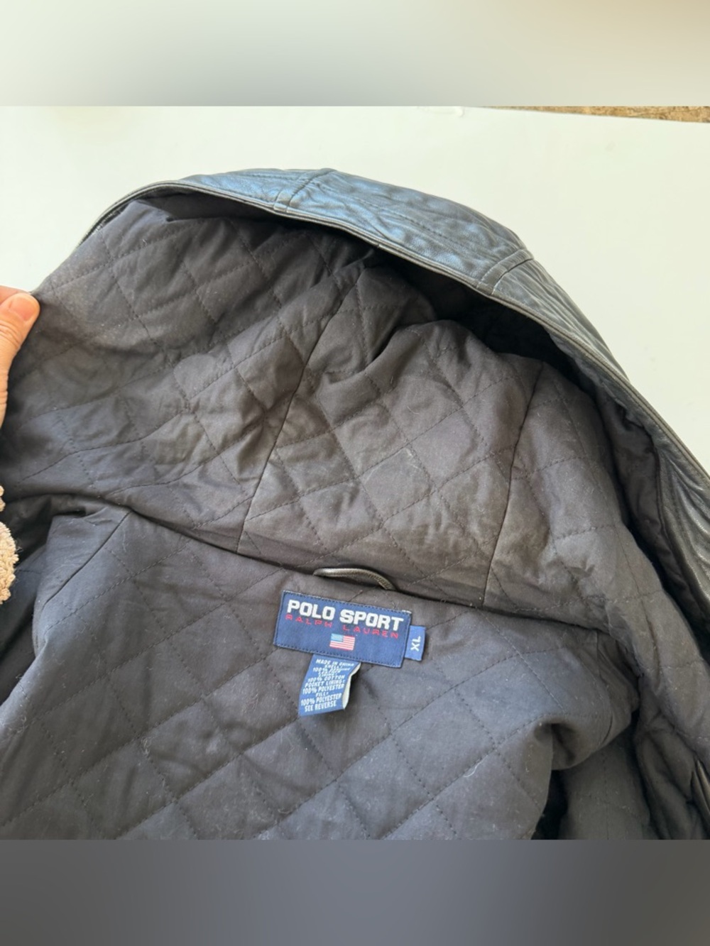 Vintage 90s Polo Sport Ralph Lauren Leather Parka Jacket Hooded Black XL Rare. - Picture 16 of 16